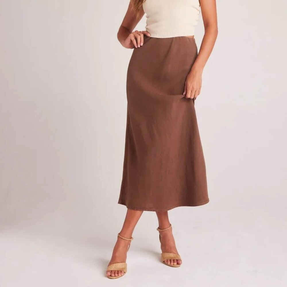 Bella Dahl Brown Tencel Midi Skirt NWT Size Medium